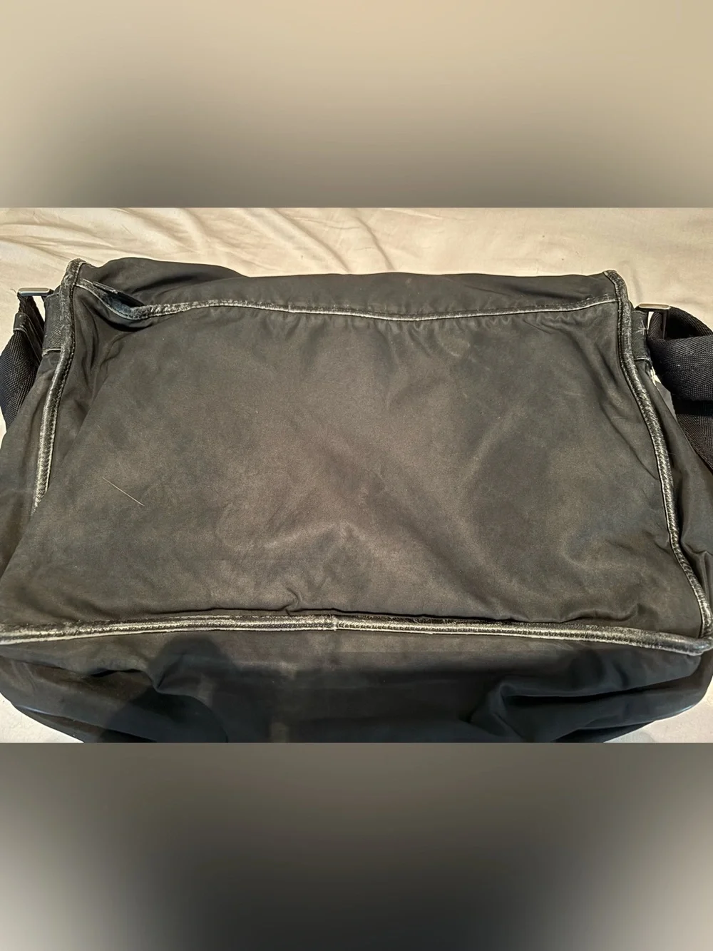 Authentic Vintage Prada Black Tessuto Nylon Double Buckle Messenger Bag